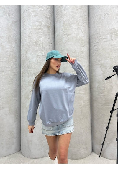Düz Renk Kadın Sweatshirt Siyah