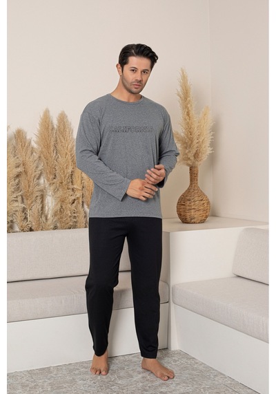 Sude Homewear Erkek Uzun Kol Pijama Takımı Antresit