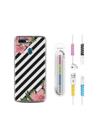 Oppo Ax7 Kılıf Kablo Koruyuculu Strip Flowers 2 1409