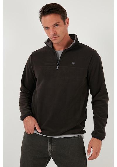 Buratti Slim Fit Anti-Pilling Tüylenme Yapmayan Bato Yaka Kışlık Şardonlu Erkek Polar 5906001 Antrasit