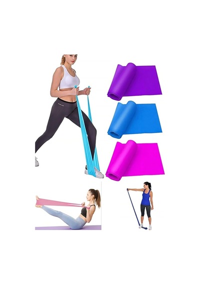 Pilates Egzersiz Yoga Spor Direnç Bandı, 90x7,5 Cm, Mavi Diğer