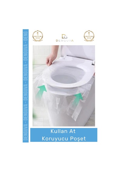 Klozetpoşeti Hijyenik Tek Kullanımlık Seyahat Tipi Koruyucu Pratik Steril Klozet Kapağı Poşeti 50 A Çok Renkli
