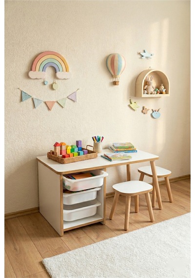 Çocuk Masa Sandalye Takımı 90x45 Cm 3 Sepetli Çocuk Çalışma Ve Aktivite Masası Yaz-sil,2 Tabureli Beyaz Çocuk Masa Sandalye Takımı 90x45 Cm 3 Sepetli Çocuk Çalışma Ve Aktivite Masası Yaz-sil,2 Tabureli Beyaz