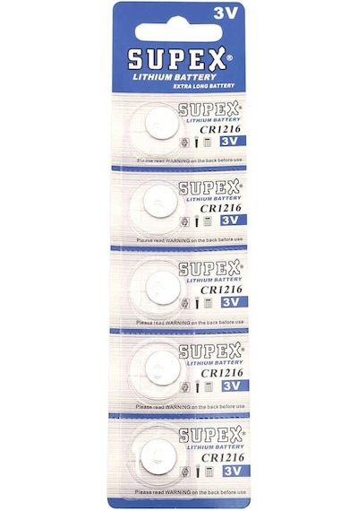 Supex Cr1216 3v Lityum Düğme Pil - 5'li Kart