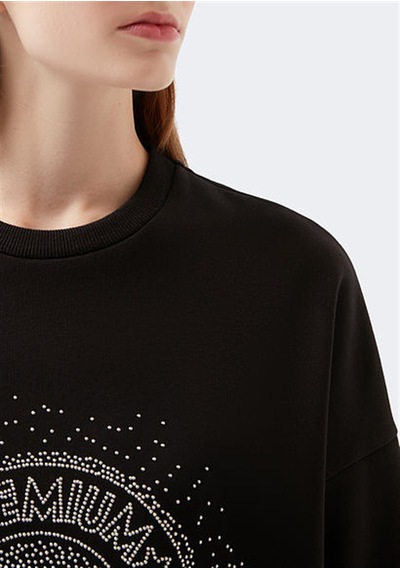 Mavi M Baskılı Siyah Kadın Sweatshirt-siyah Siyah