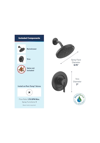 Moen T2262epbl Cia Collection Duş, Mat Siyah Diğer