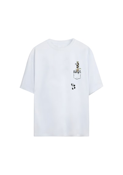 Noıssey Panda - Cep Tasarımlı Unisex Oversize T-shirt Çok Renkli