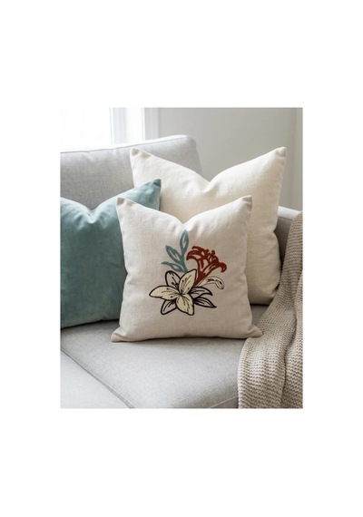 Punch Nakış Kırlent Kılıfı 2 Li 40 Cm X 40 Cm Açık Hardal