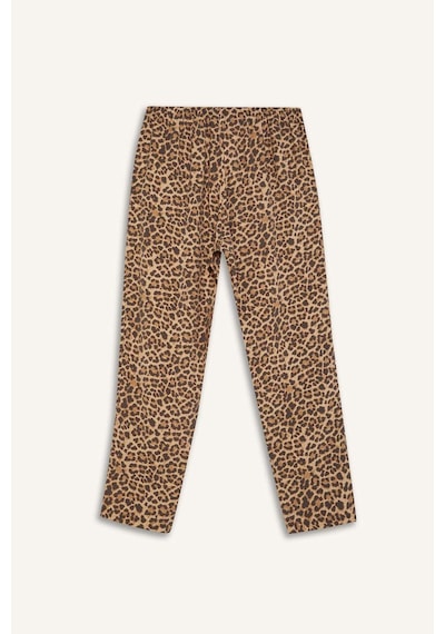 DeFacto Carrot Fit Leopar Desenli Modal Kumaş Pantolon Çift Cepli Yüksek Bel Düz Paça E6360AX25SPBN226