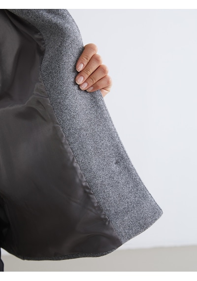 Lcw Modest Antrasit Gömlek Yaka Oversize Kadın Kaşe Kaban