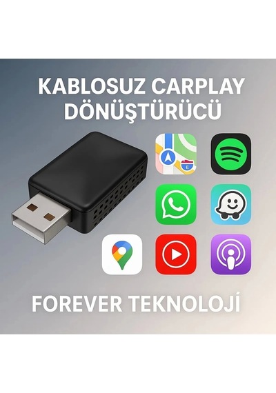 Kablosuz Carplay & Android Auto Adaptörü - Apple Ve Android Cihazlar İçin Evrensel Wireless Carplay Çevirici Lisinya