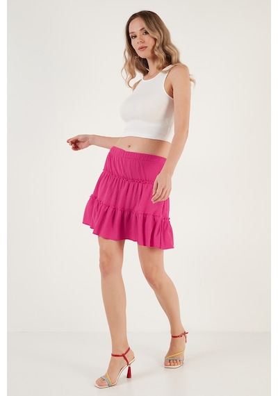 Lela Beli Lastikli Mini Bayan Şort Etek 5865038 Fuşya