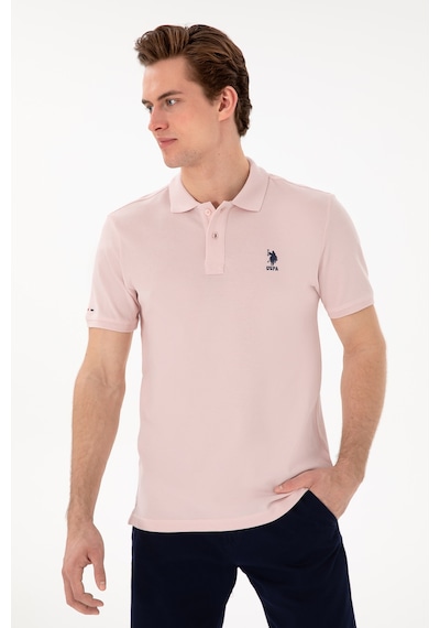U.S. Polo Assn. Erkek Slim Fit Polo Yaka Pudra Basic Tişört 50298041-VR042