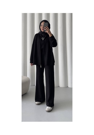 Butik Oversize Siyah Modal Takım Siyah Siyah