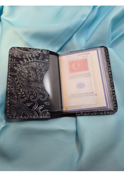 Gogo Hakiki Deri Oto Araç Ruhsat Kılıfı Craft Baskı