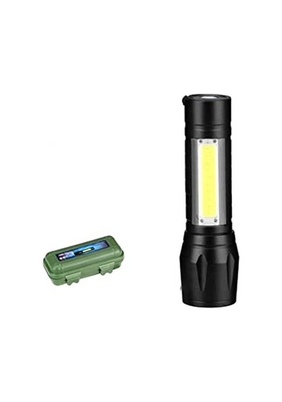 Ayrex Taktikal Led Mini Boy El Feneri, Polis Bekçi Feneri, Usb Şarjlı, Zoomlu Plastik Kutulu El Feneri