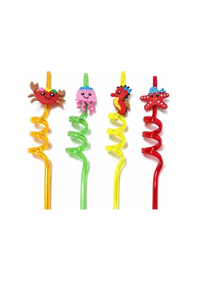 Aksu Renkli Eğlence Pipetleri 6 Lı Karışık Paket 24 Pipet 26cm Diğer