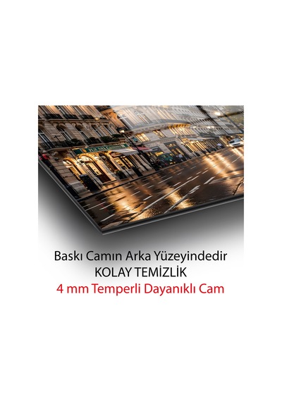 Modern Paris Esintili Tarihi Bina Şehir Işıkları Dekoratif Cam Tablo Şehir Temalı Dekoratif Duvar Tablosu, Salon Ve Ofis Dekoru,