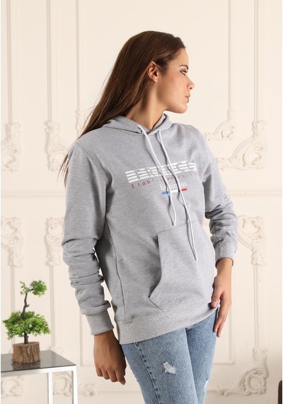 Gri Renk Baskı Detaylı Unisex Sweatshirt Gri