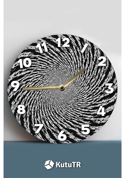Hipnotik Spiral Desenli 3d Mdf Duvar Saati 33 Cm Siyah-beyaz Kontrast Sdw315 Renkli