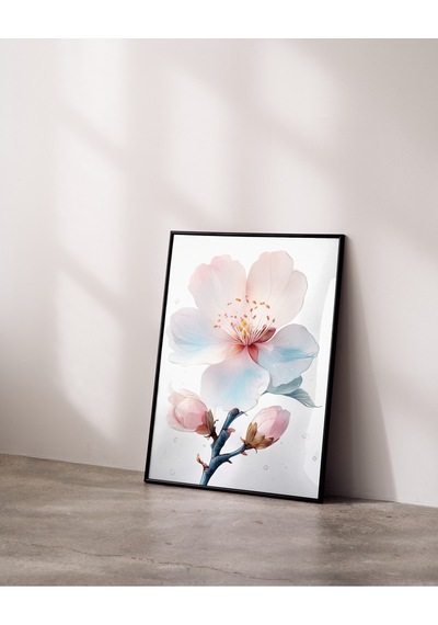 Çerçevesiz Poster Badem Çiçeği Pembe Tomurcuklu