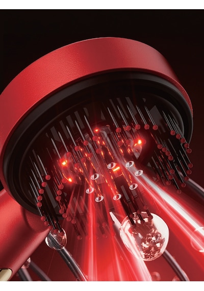 7go 7gmg8 Led Işıklı Saç Derisi Masaj Aleti & Yağ Uygulamalı Şarjlı Head Massage Gun Kırmızı