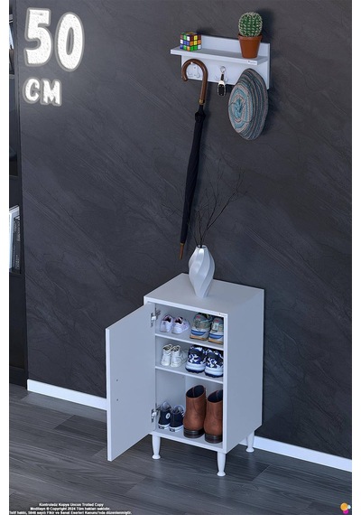 Aura Portmanto Vestiyer Ayakkabılık 2 Raf 3 Bölme 3 Kancalı Askılı Dar Alan Çok Amaçlı Dolap 50 Cm Aura Portmanto Vestiyer Ayakkabılık 2 Raf 3 Bölme 3 Kancalı Askılı Dar Alan Çok Amaçlı Dolap 50 Cm