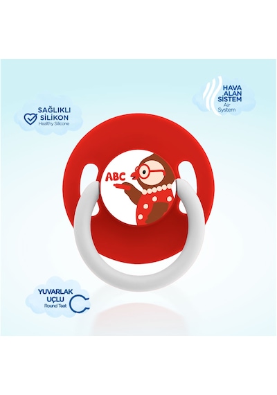 Wee Baby Cool Yuvarlak Uçlu Emzik No:1 Kırmızı Baykuş 0-6 Ay