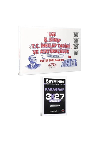 Editör 2027 8. Sınıf Lgs Tc İnkılap Tarihi Ve Atatürkçülük Poster Soru Bankası Çözümlü+ Evp Akademi Paragraf