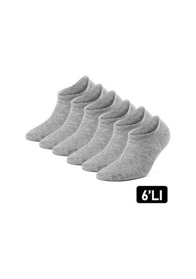 Just Inner Erkek 6 Lı Bambu Çorap Sneaker Dikişsiz Rahatlık Hissi 11300 Gri