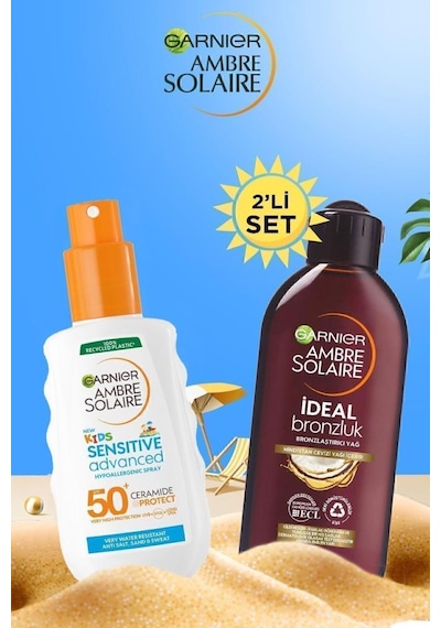 Ambre Solaire Bronzlaştırıcı Yağ 200ml&sensitive Advanced Güneş Koruyucu Çocuk Sprey Gkf50+ 150ml pktasbryggkcspst-8584