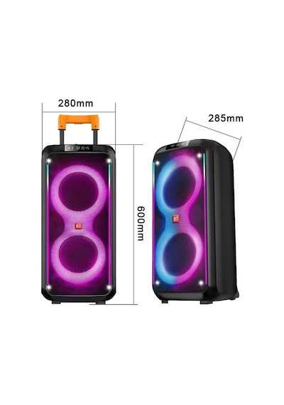 Party Box Bluetooth Hoparlör Büyük Boy Taşınabilir Şarjlı Kablosuz Hoparlör + Karaoke Mikrofon