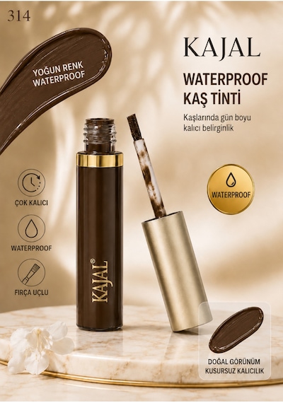 Fırça Uçlu Waterproof Kaş Tinti No:314 Kahverengi