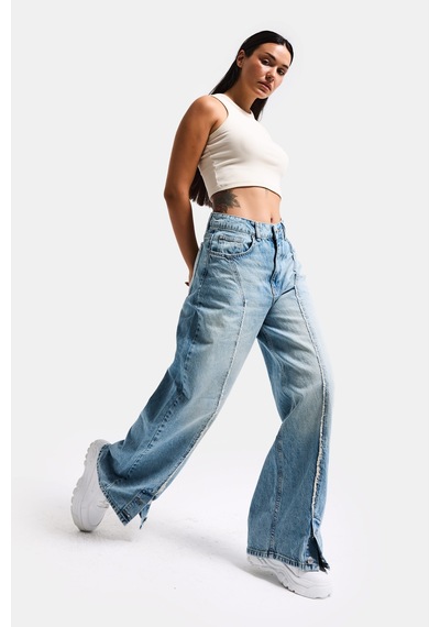 Itsbasic Kadın Kot Rengi 4s6-32 Süper Baggy Fit Paça Detaylı Özel Tasarım Denim Jean Mavi Itsbasic Kadın Kot Rengi 4s6-32 Süper Baggy Fit Paça Detaylı Özel Tasarım Denim Jean Mavi