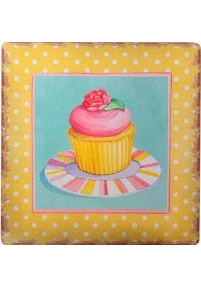 Buradabuldun Decotown Duvar Panosu 40 40 Cup Cake Muffin Motifli Duvar Süsü Çok Renkli