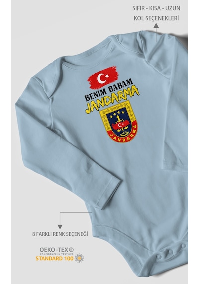 Morivokids Benim Babam Jandarma Uzun Kollu Bebek Body %100 Pamuk Bebe Mavisi