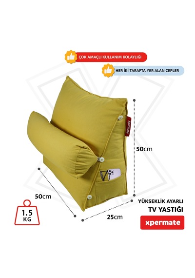 Xpermate Sırt, Bel, Boyun Destekli TV Okuma Yastığı Ameliyat Sonrası Sarı