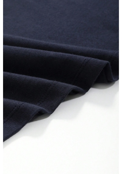 Tarz Cool Erkek Slim Fit Uzun Kollu Bisiklet Yaka Likralı Pamuk Tişört Lacivert