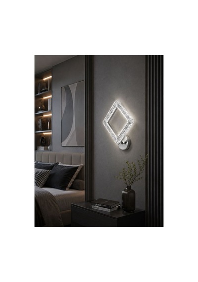 Yakamoz Model Tekli Beyaz 3 Renk Modu Kristal Taşlı Salon Mutfak Yatak Çocuk Odası Aplik