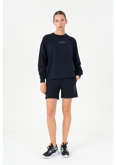 Maraton Oversize Kadın Bisiklet Yaka Açık Lacivert- Sweatshirt Açık Lacivert-