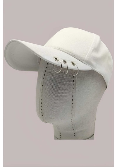 Tezzgelsin Unisex Arkadan Ayarlanabilir 3 Halka Piercing Şapka Beyzbol Kep Şapka Beyaz
