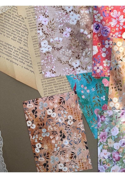 Vintage Eskitme Çiçekli Scrapbook Kağıdı, Bullet Journal Ajanda Genel