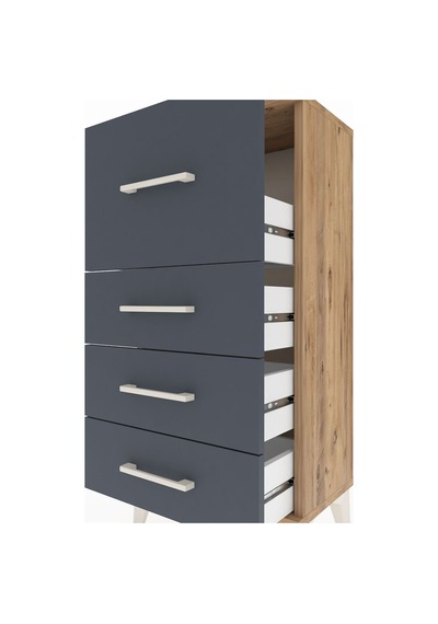 Arges Komodin 4 Çekmeceli 44x30x96 Çam-antrasit Çam