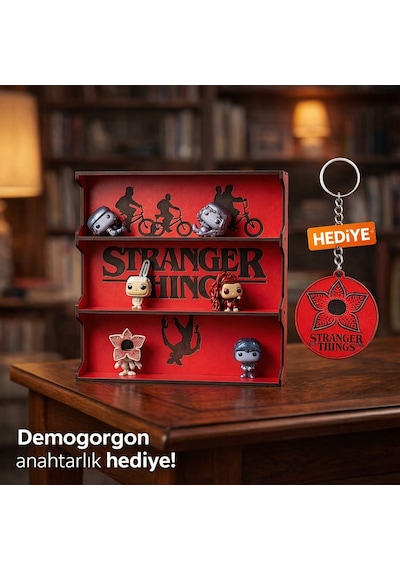 Dalyan Stranger Things Temalı Ahşap Figür Standı Koleksiyon Rafı -