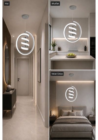 Venor Led Sarkıt Avize Beyaz Işık Gri