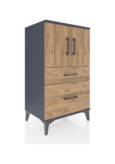 Hyperion Komodin 2 Raflı 2 Çekmeceli 2 Kapaklı 60x44x106 Antrasit-çam Antrasit