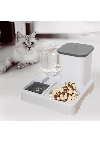 Techtic Otomatik Kedi&köpek Mama Su Kabı 2'si 1 Arada Su Sebili Evcil Hayvanlar İçin Mama Ve Su Kabı