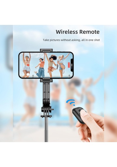 C01 Çok Amaçlı Selfie Çubuğu Masa Üstü Tripod Kumandalı Selfie 360 Derece Dönebilir 107 Cm