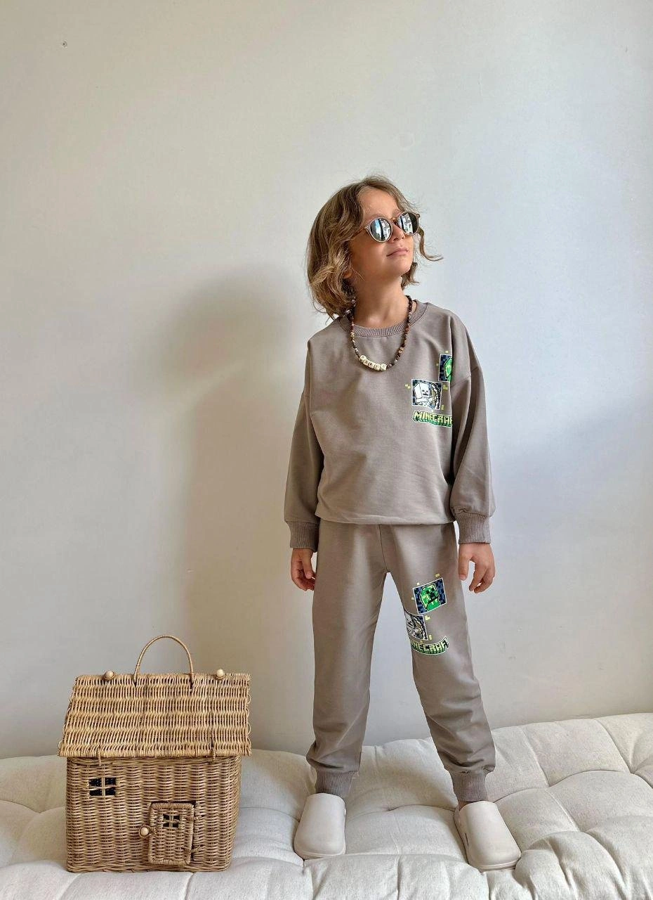 Cg Kids Minecraft Açık Kahve Erkek Çocuk 2 Iplik Alt Üst Takım Sü Açık Kahverengi - Bej Cg Kids Minecraft Açık Kahve Erkek Çocuk 2 Iplik Alt Üst Takım Sü Açık Kahverengi - Bej