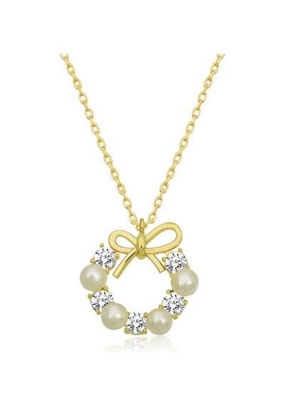 Gümüş Gold İnci Kurdele Kadın Kolye Gümüş Gümüş